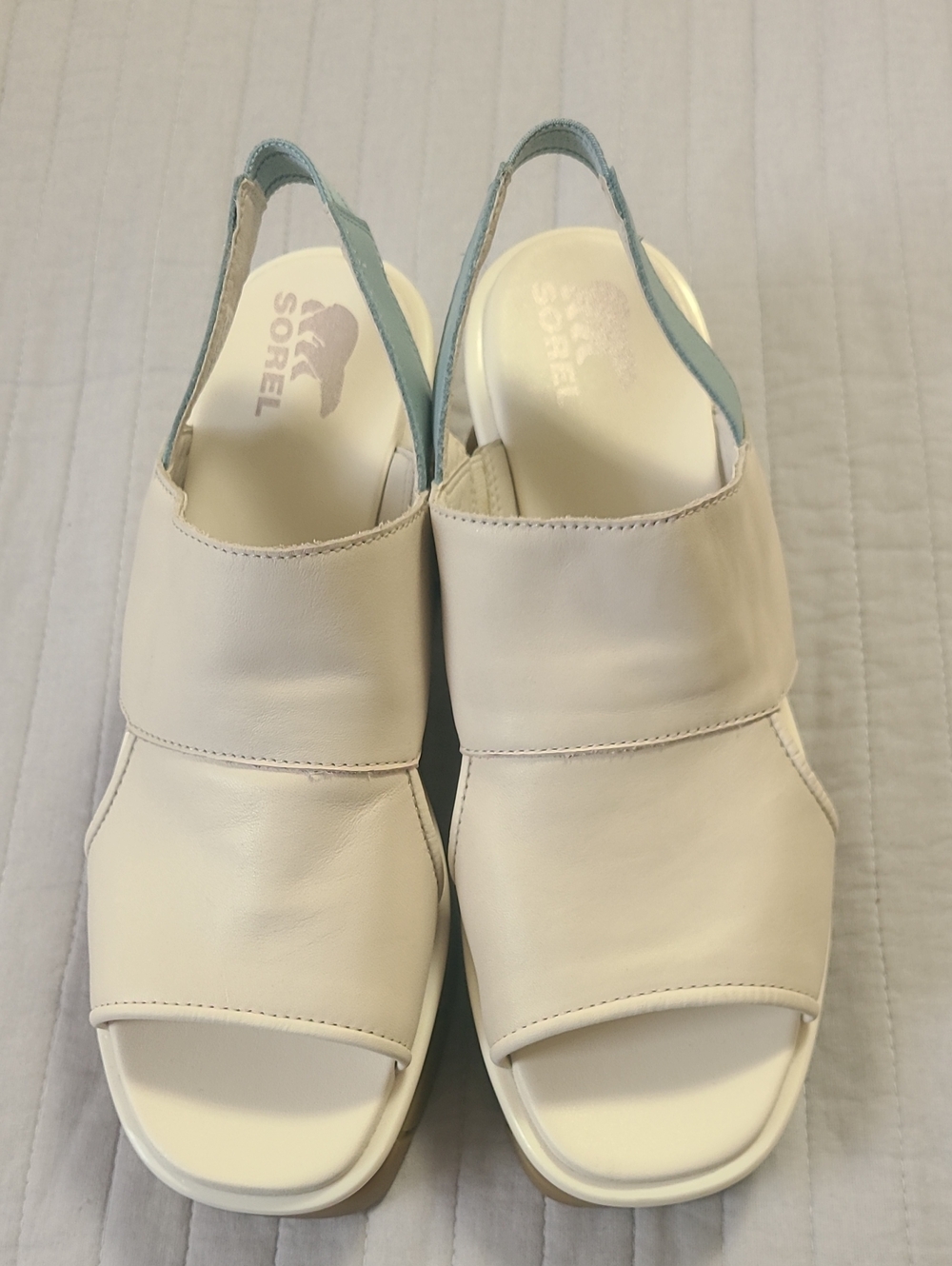 Sorel Joanie III Women's Grunge Chunky Stylish Sandals Chalk Crushed Blue Sz 10